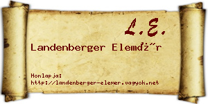 Landenberger Elemér névjegykártya